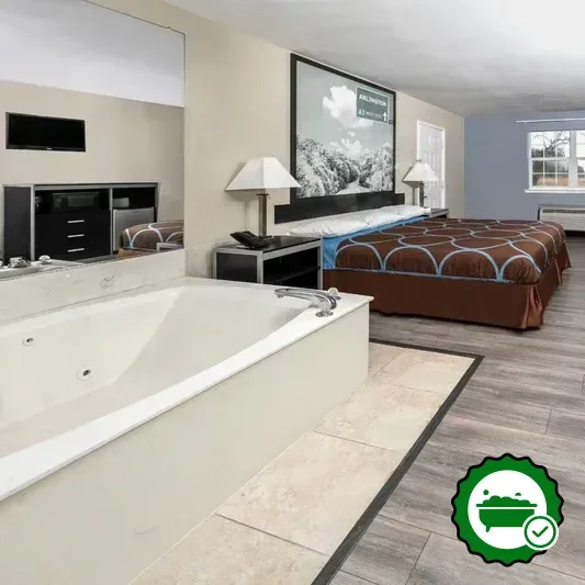 In-room jacuzzi at Super 8 by Wyndham Arlington Near at&T Stadium in Arlington
